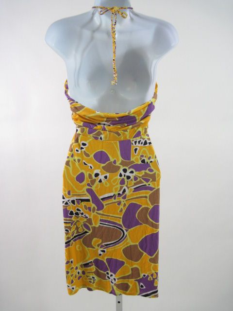 You are bidding on a TOAST Purple Yellow Brown Halter Dress Sz L. This 