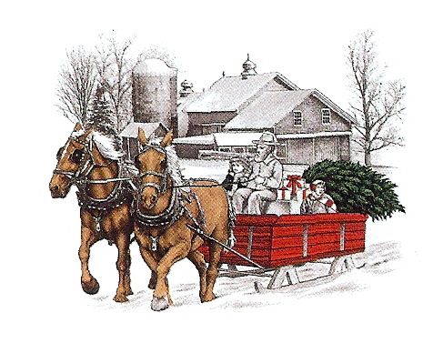 Winter Horse Sled   Christmas/Holiday T Shirt  