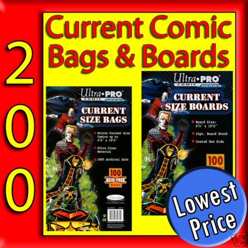 200 CURRENT SIZE COMIC STORAGE BAGS & BOARDS ACID FREE  