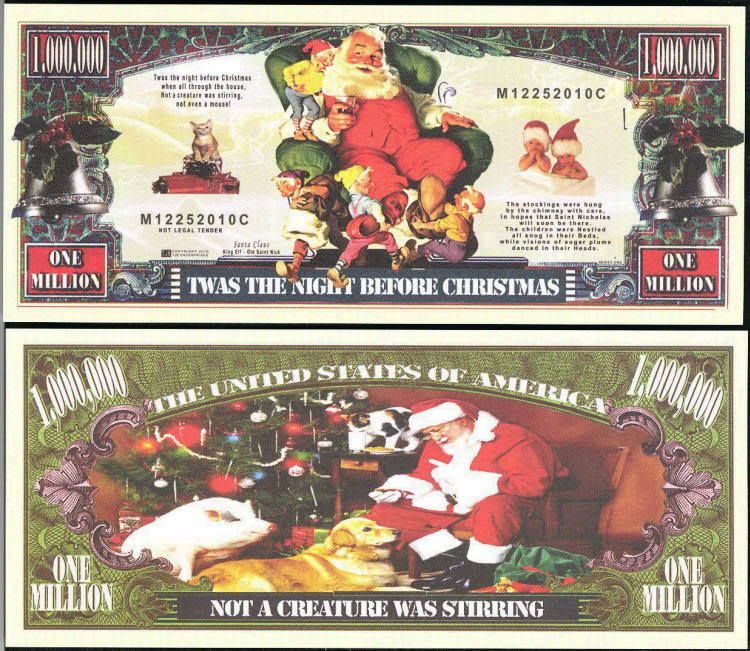 LOT OF 25   TWAS THE NIGHT BEFORE CHRISTMAS SANTA BILLS  