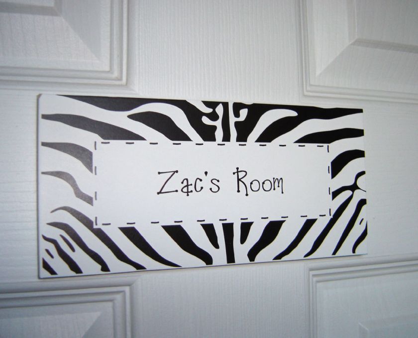 Animal Print Wooden Name Door Plaque Personalised Kids Plate Letters 