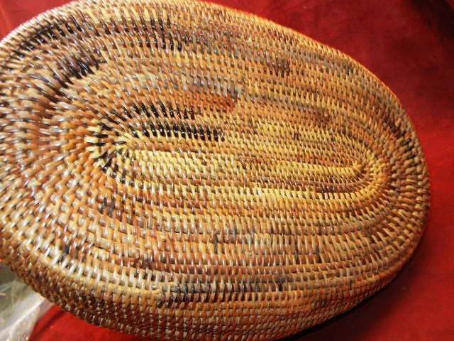 GREAT LARGE UNUSUAL WOVEN SEWING BASKET  