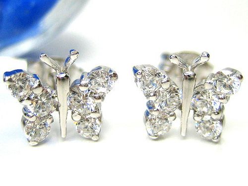 EPIPHANY DIAMONIQUE BUTTERFLY STERLING STUD EARRINGS  