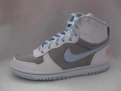 NIKE CHILDREN GIRLS WHITE BLUE HIGH TOP SHOE TENNIS SNEAKER SIZE 5.5 Y 