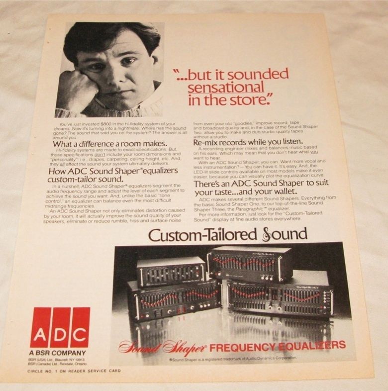 Vintage ADC Sound Shaper Equalizer PRINT AD from 1980  