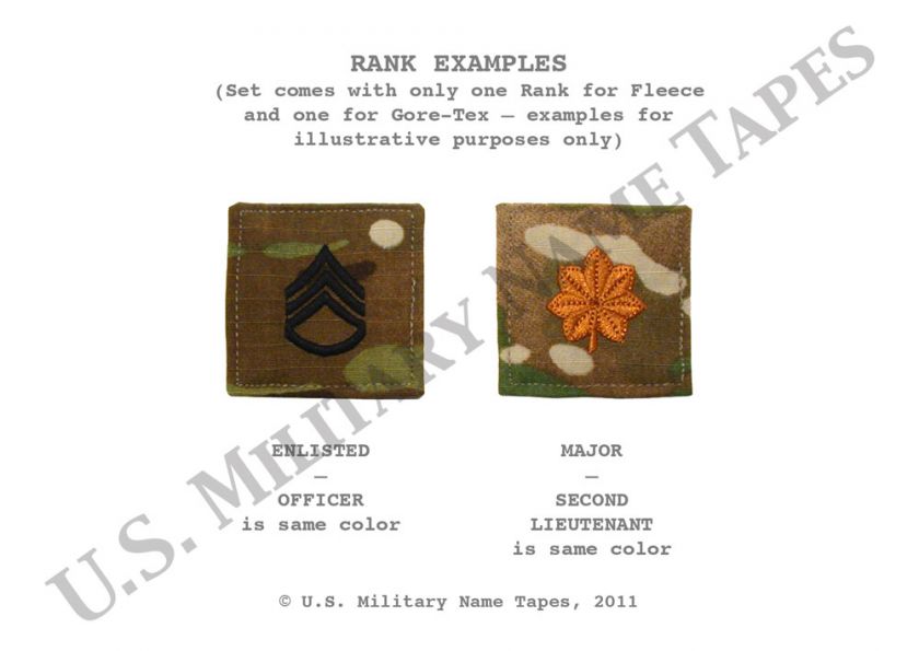 Army MultiCam Fleece & Gore Tex Name Tape & Rank  
