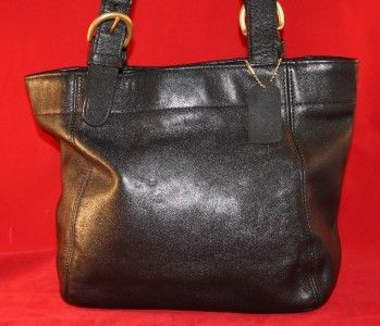 Vintage 4157 Classic COACH BLACK LEATHER Brass PURSE TOTE BUCKET Circa 