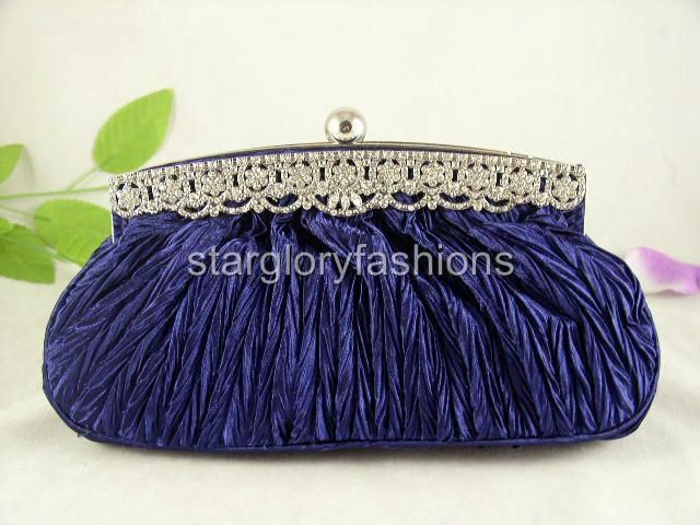 Blue ROYAL CRYSTAL FRAME Wedding Purse Clutch & 4 Colors  