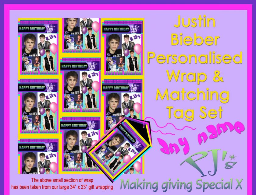 Personalised Gift Wrapping Paper Birthday Justin Bieber  