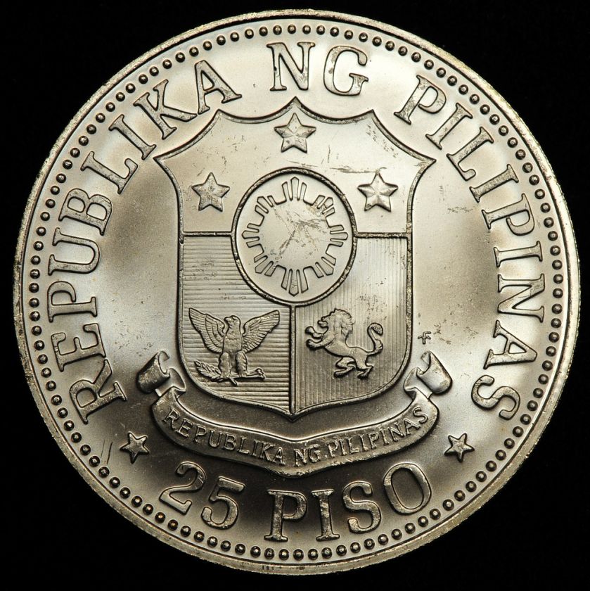 NUMISMASOURCE  1976 PHILIPPINES 25 PISO MATTE SILVER FAO ISSUE 22000 