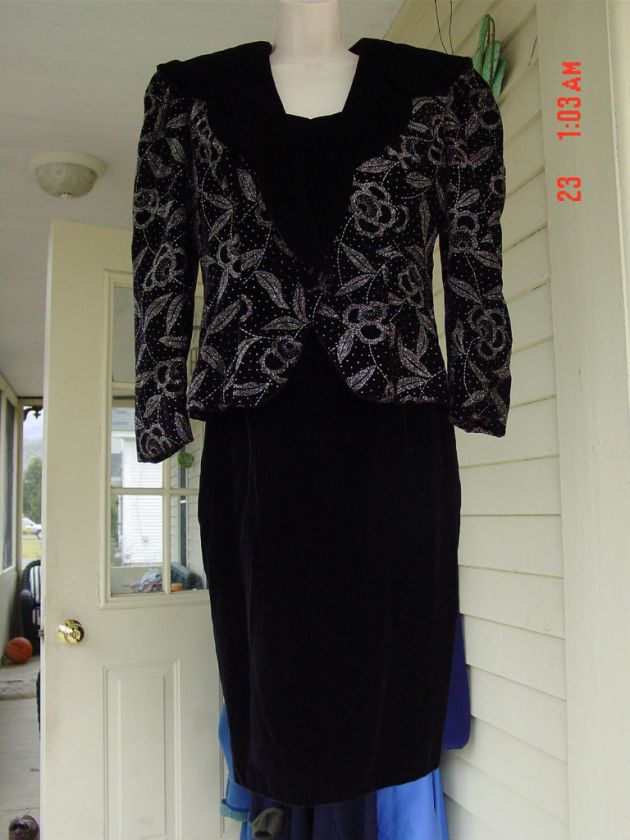 JESSICA McCLINTOCK black velvet dress w/jacketNICE10  