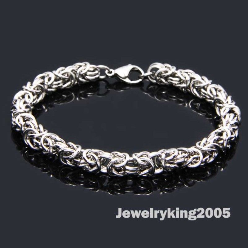 8mm BYZANTINE STAINLESS STEEL MENS BRACELET 8,9,10  