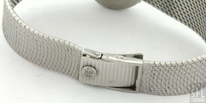 PATEK PHILIPPE 18K WHITE GOLD .80CT VS1/G DIAMOND BEZEL LADIES WATCH W 