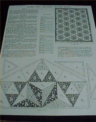 Vintage Quilt Pieced Pattern Eastern Star 1930s Brooks  