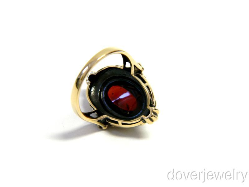 Estate Carved Gold Cabochon 5.00ct Garnet Ring NR  