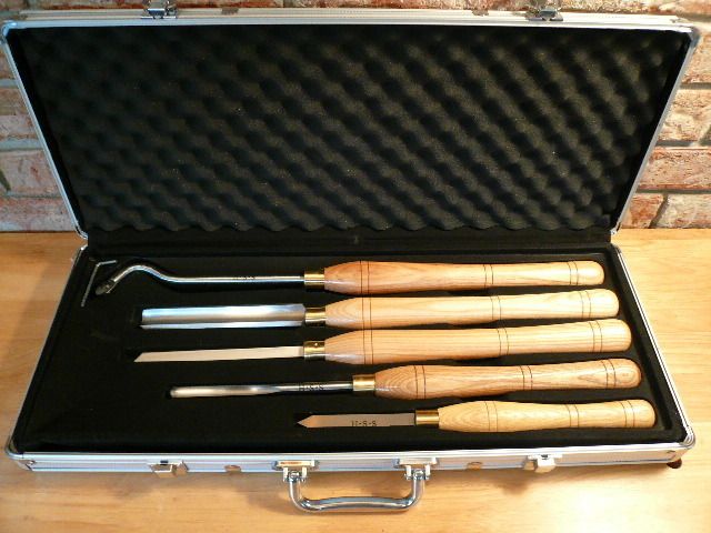 SHOP FOX 5 PC LARGE WOOD LATHE TURNING CHISELS Case NIB  