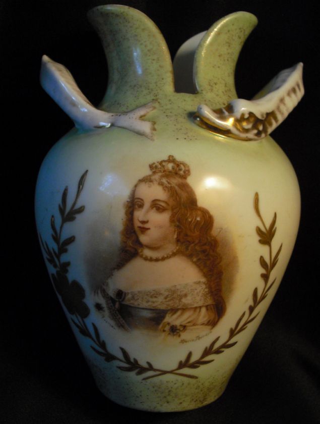 Antique Victoria Schmidt & Co Portrait Vase Serpent, Marie Therese 