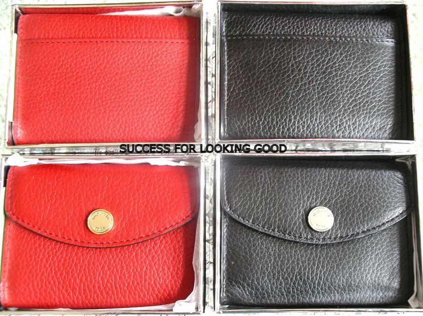 NEW Michael Kors BLACK, RED LEATHER Organizer CREDIT CARD CASE  