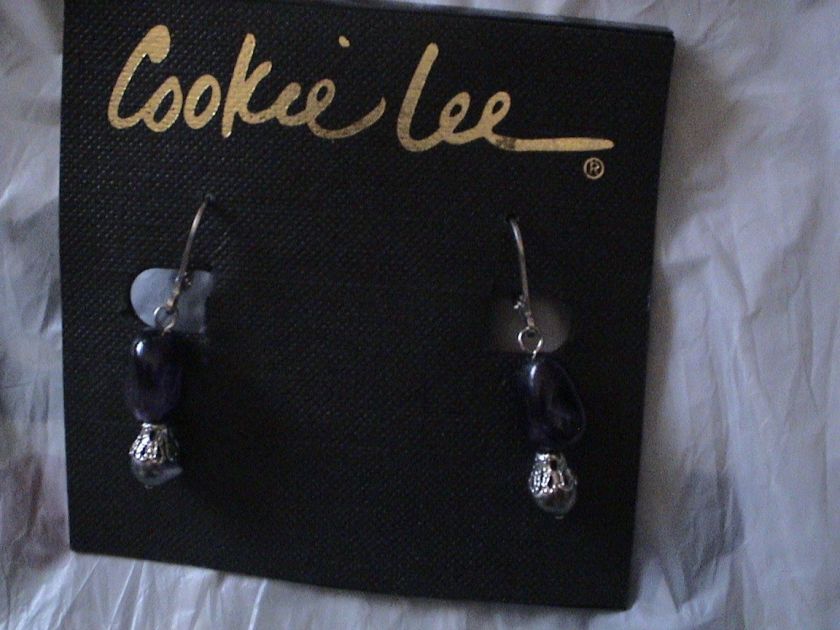 Cookie Lee earrings amethyst pearl NWT  