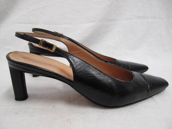 Richard Tyler Womens Shoes Black Leather Slingbacks 6  