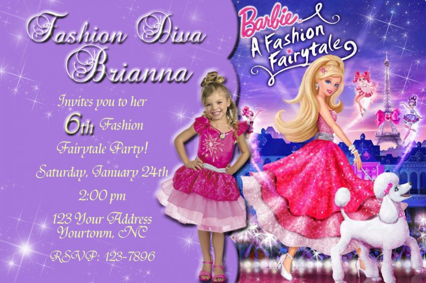 Barbie Fashion Fairytale Birthday Party Invitation  
