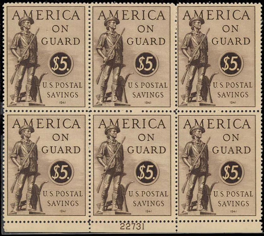 PS15, PLATE BLOCK OF SIX VF+ OG NH Cat $475 (as hinged)  