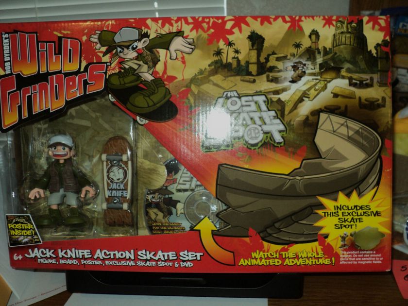 JACK KNIFE WILD GRINDERS ACTION SKATE SET FIGURE BOARD, POSTER, EXCLU 