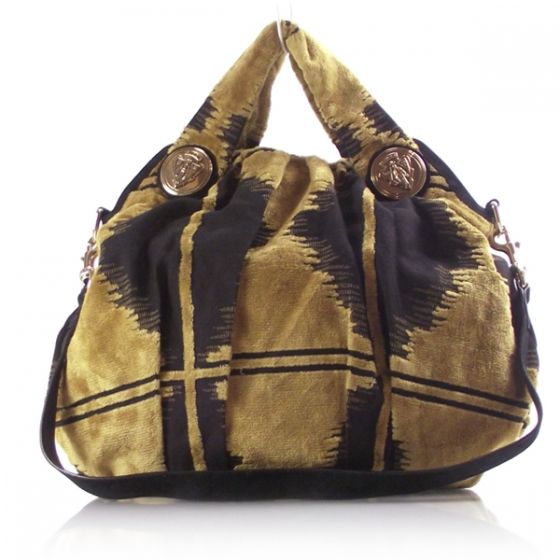 GUCCI Velvet Tapestry Hysteria Bag Hobo Tote Purse GG  