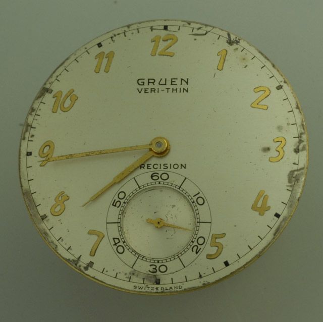 ANTIQUE VINTAGE GRUEN VERY THIN PRECISION POCKET WATCH MOVEMENT  