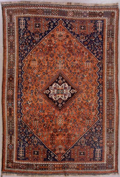  BLUE ANTIQUE PERSIAN GHASHGHAEI ORIENTAL HAND KNOTTED WOOL AREA RUG 