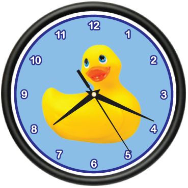 RUBBER DUCKIE Wall Clock duck bathroom tub kids room  