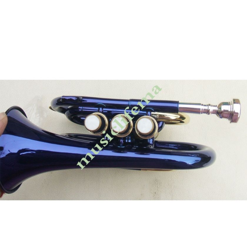 New Blue Coloured MONEL PISTON POCKET MINI Bb TRUMPET  