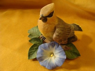 LENOX CEDAR WAXWING Lifelike Bird w/Morning Glories  