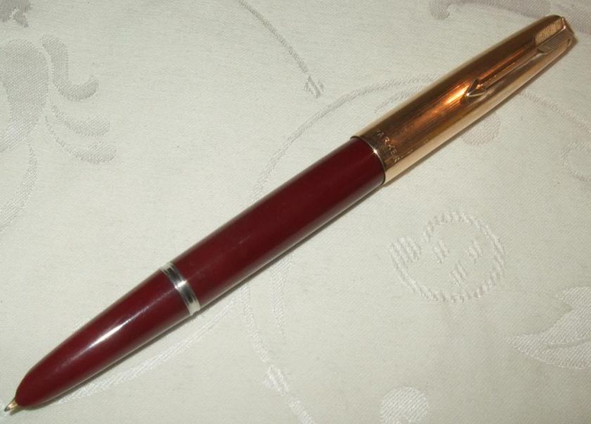 PARKER 51 DEMI Fountain PEN.BURGUNDY.Aerometric.R GOLD CAP.1952.Rare 