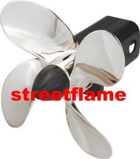 CHROME PROPELLER TOW HITCH PLUG RECEIVER COVER SPINNING  