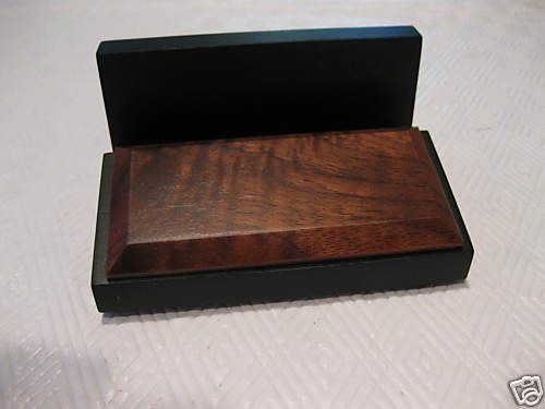 DESK BUSINESS CARD HOLDER WALNUT WOOD LARGE#1350  