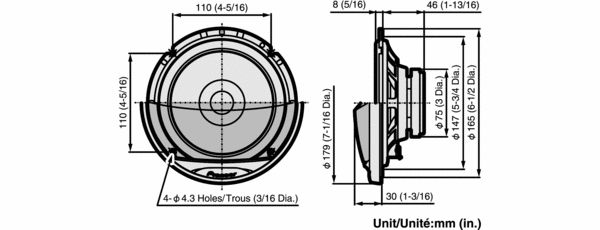 TS G1711i Pioneer 17cm Car Audio Doors Shelf Speakers  