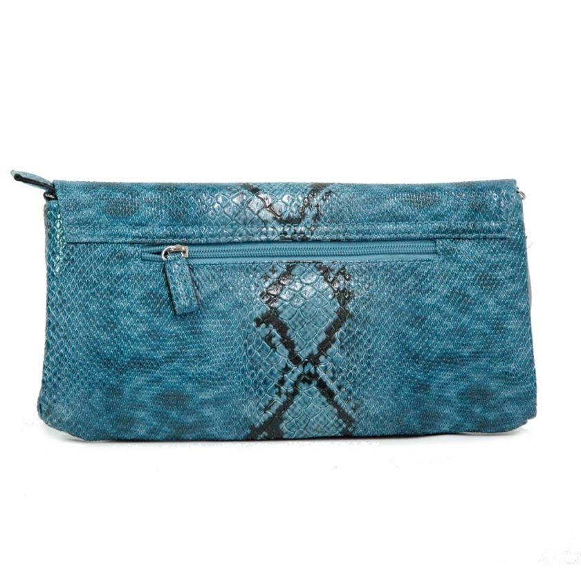 Women Vani Blue Purse Python Clutch Evening Bag  