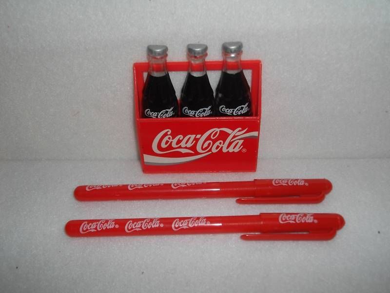 COKE~COCA COLA~1/2 PACK~REMOVABLE BOTTLES & 2 INK PENS  