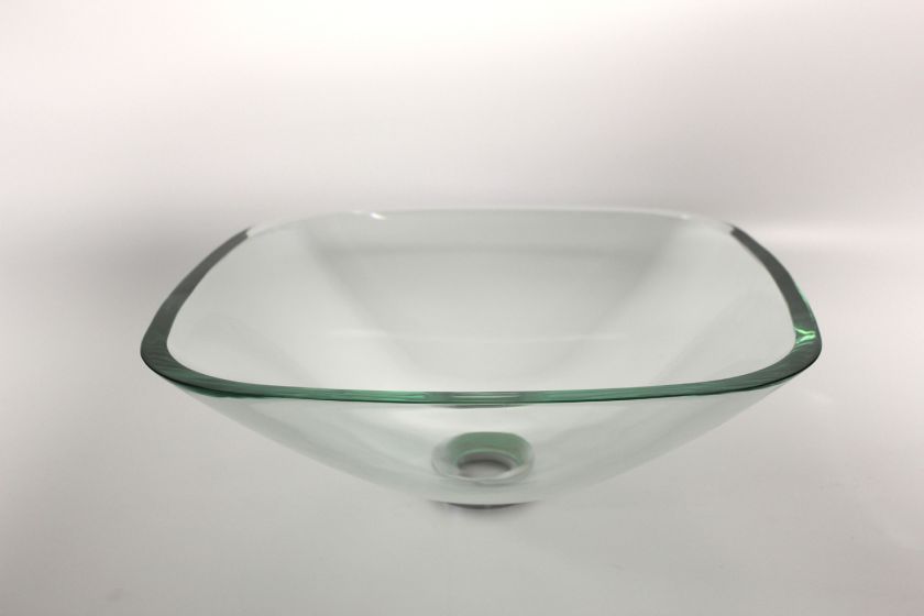 New Clear Square Style Clear Tempered Glass Vessel Sink  