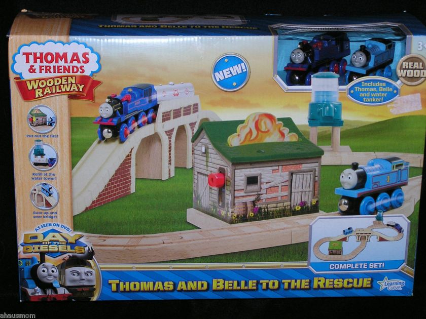   FRIENDS WOODEN RAILWAY THOMAS & BELLE TO THE RESCUE COMPLETE SET BNIB