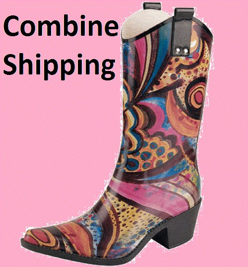 Western Vintage Women Rain Boot Rubber Cowboy Boot Shoe  