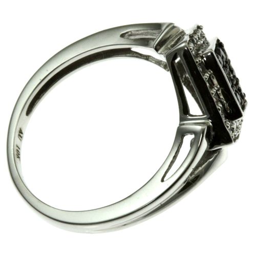 10k white gold black onyx white CZ ring  