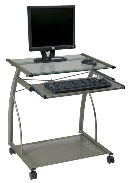 CLOSEOUT   CHAMPAGNE w/Glass Laptop Computer Desk Table  