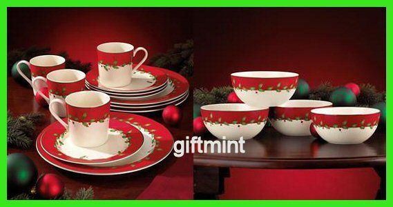 LENOX HOLIDAY RED 16 PC SET NEW DINNERWARE set Dinner Plates, Salad 