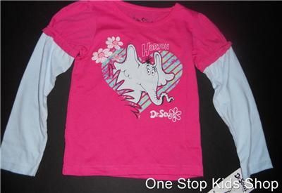 DR. SEUSS Girls 4 5 6 Long Sleeve SHIRT Top HORTON HEARS A WHO  