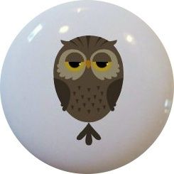 Cartoon OWL Ceramic Cabinet Dresser DRAWER Pull KNOB  