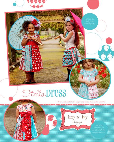 STELLA DRESS PATTERN IZZY & IVY GIRLS SIZE 1 14 013964281897  