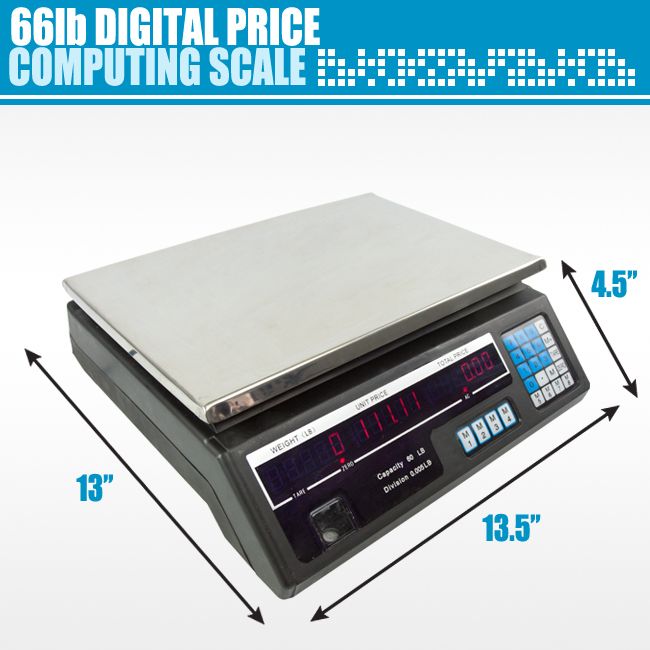 60lb Digital Electronic Scale Price Computing Deli Food Produce 