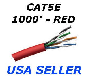 CAT5e Riser CMR Bulk Network Ethernet Cable 1000 Ft Red  